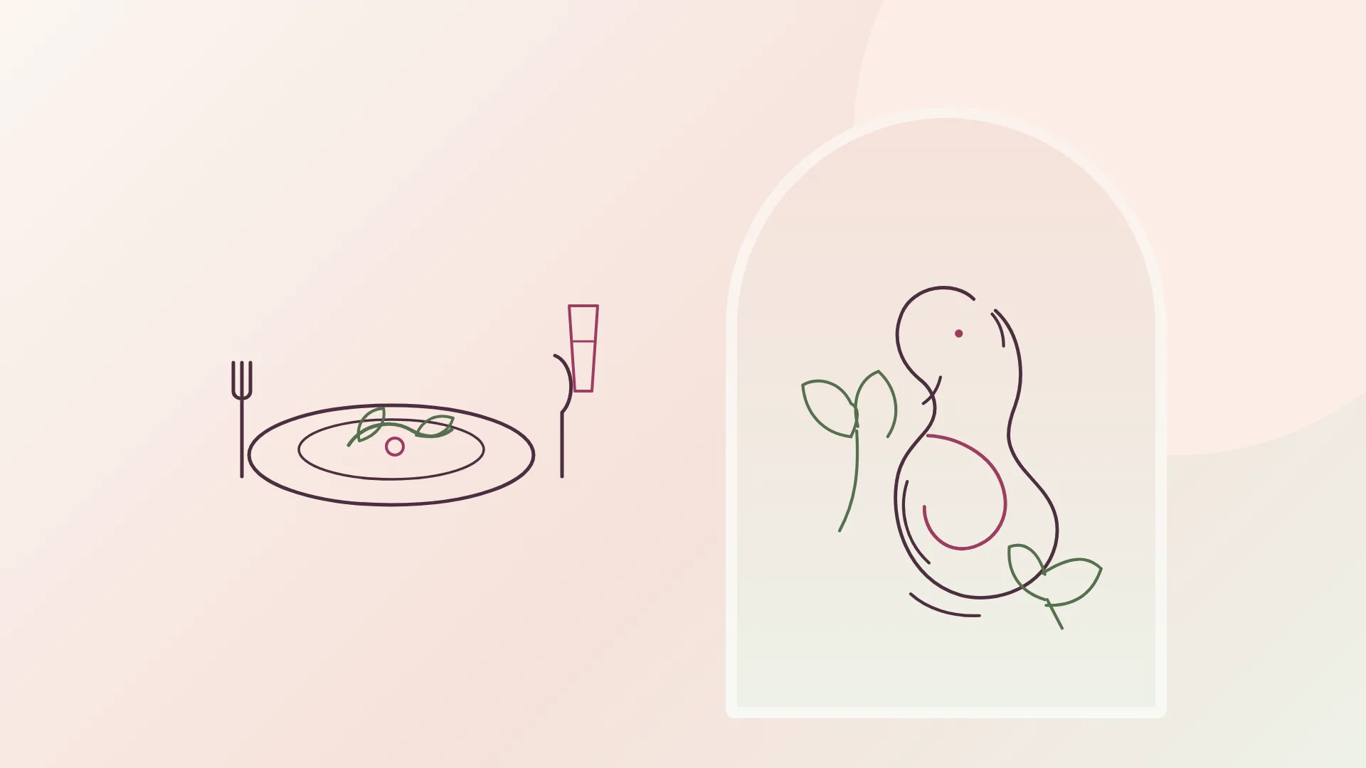 Illustratie over voeding en gewicht tijdens de zwangerschap, met een bord en een zwangere vrouw.